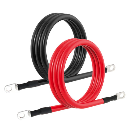 TUELETFU front view of red and black 4 AWG battery cables for reliable power