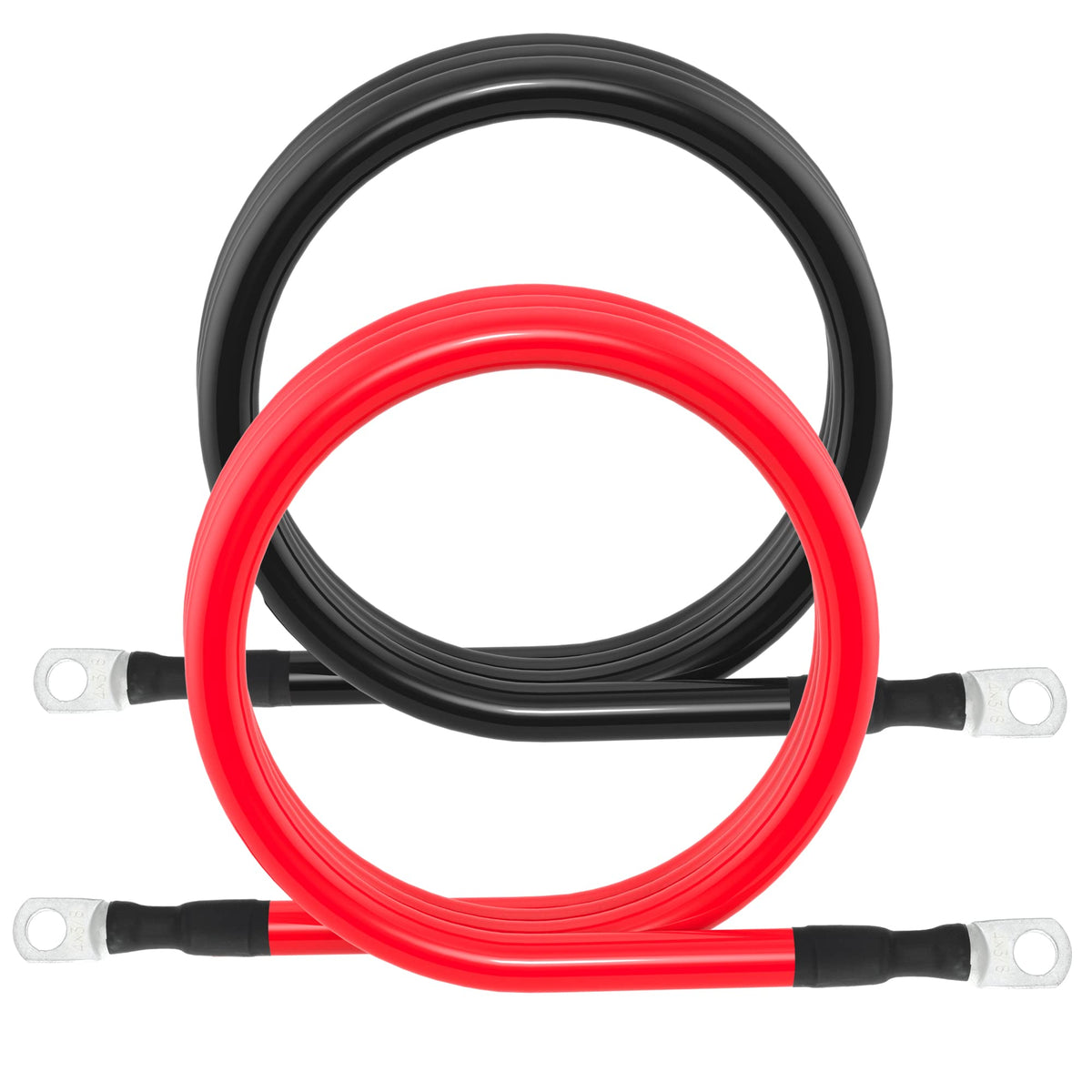TUELETFU red and black 5ft cables side-by-side for clear polarity identification and safer installs