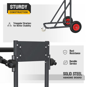 TUFFIOM hanging board close-up showing heavy-duty steel support benefit