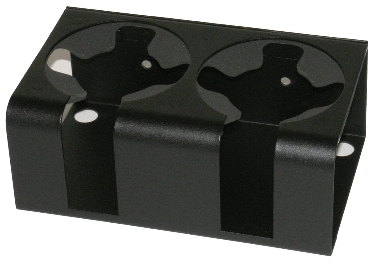 Tuffy cup holder front view showing dual 3.5-inch openings and durable finish for secure drinks