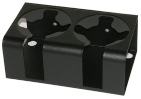Tuffy cup holder front view showing dual 3.5-inch openings and durable finish for secure drinks