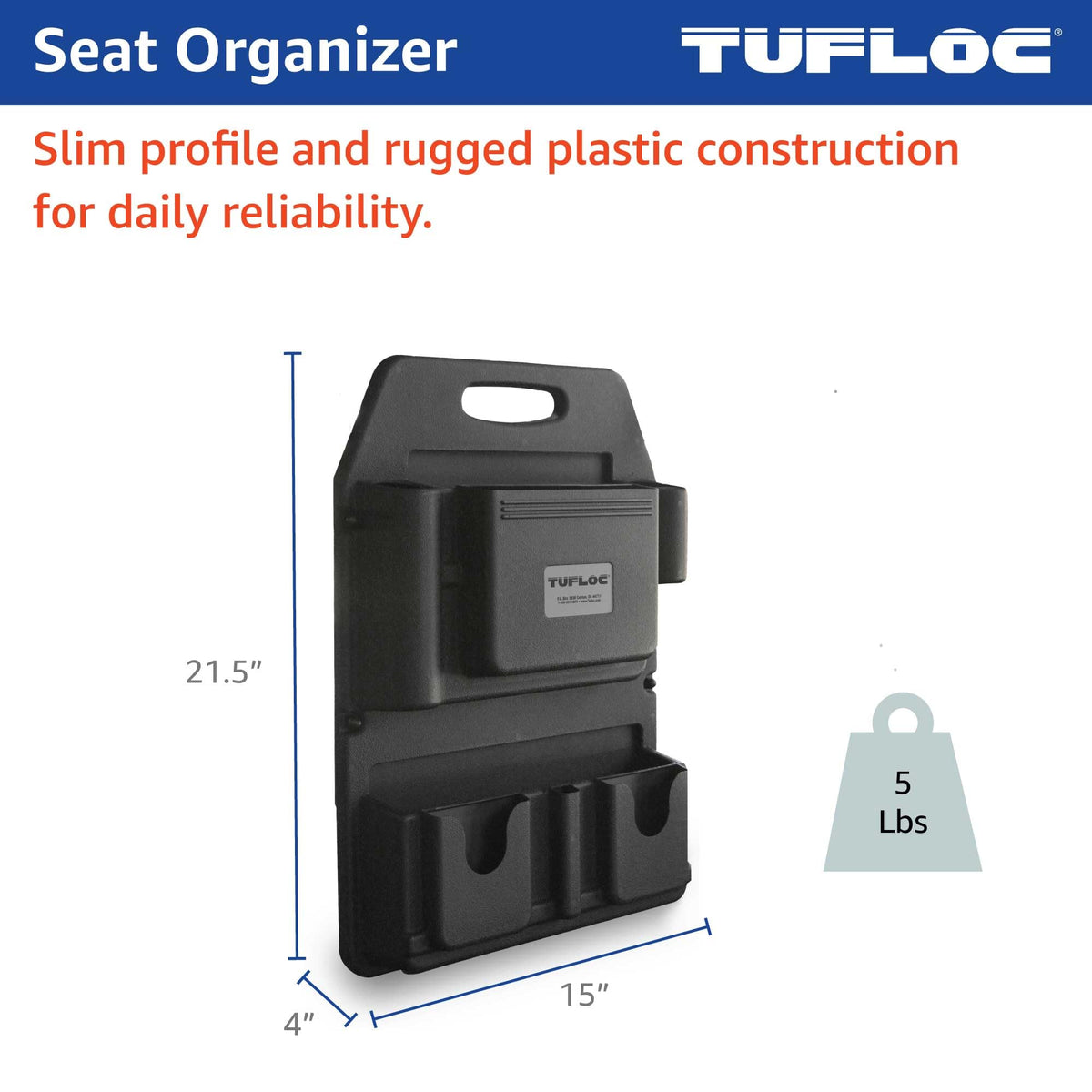 Tufloc installed in vehicle seat keeping equipment secure and reachable