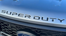 TufSkinz letters installed on Super Duty hood demonstrating precise fit and durability