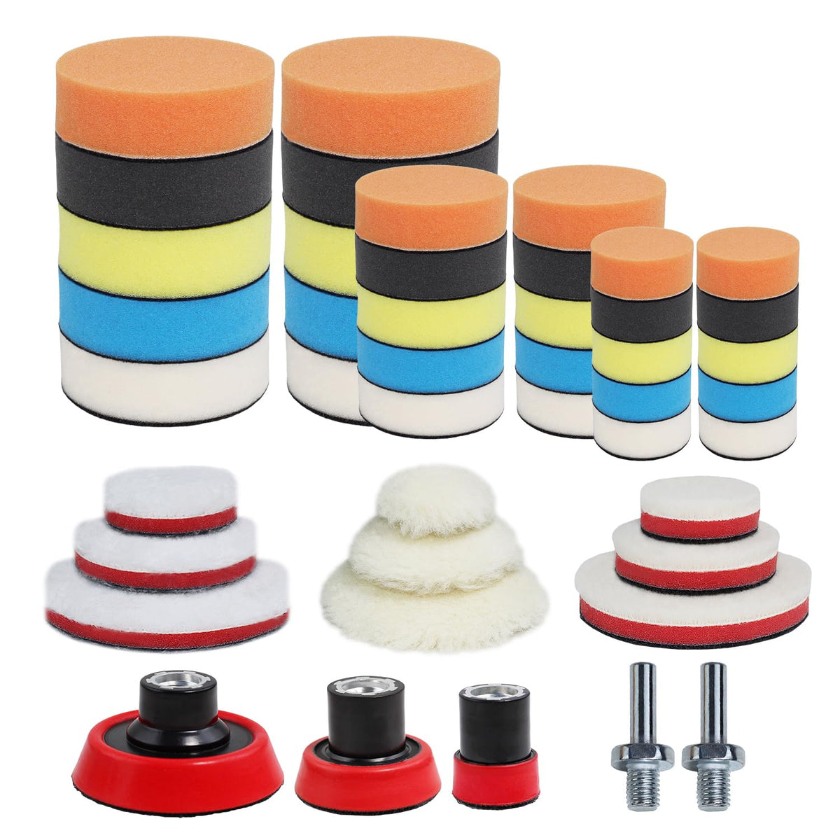 TuhooMall full kit layout showing pads and adapters for versatile polishing