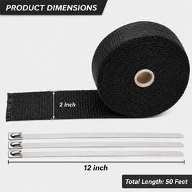 TuhooMall wrap alongside ruler for scale, showing 2-inch width and 50-foot total length