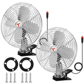 Tujoe front view of both fans showing durable metal housing and included clips for reliable cooling