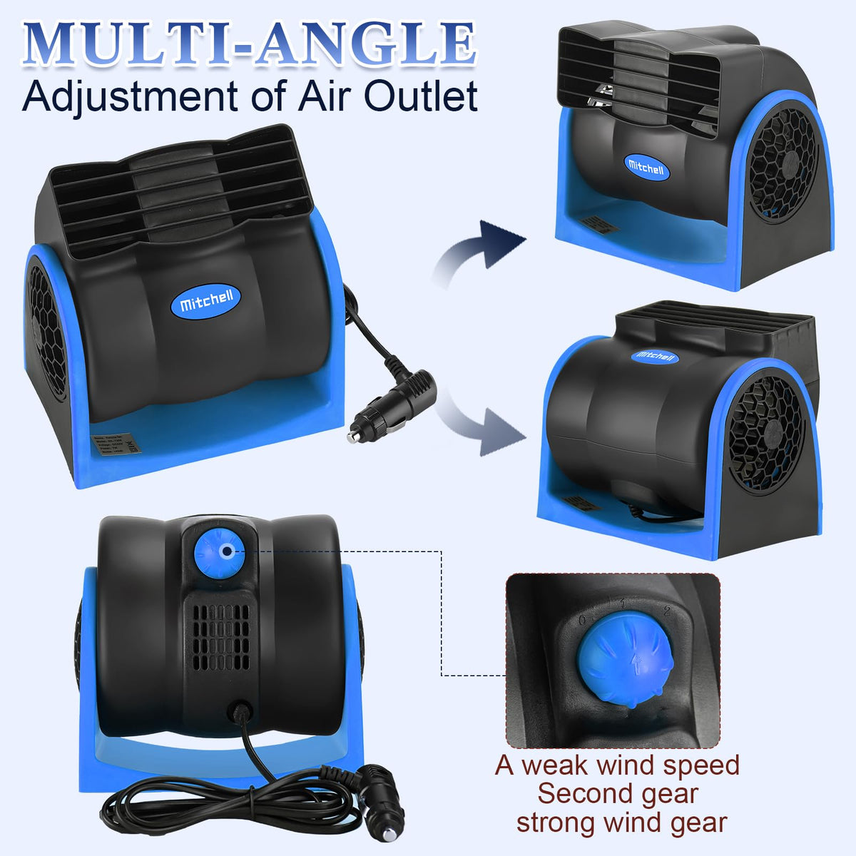 Tujoe installed on a car dashboard providing cool directed air