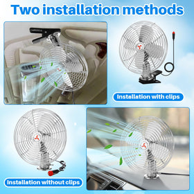 Tujoe fan mounted on an RV dashboard illustrating steady cooling and improved cabin circulation