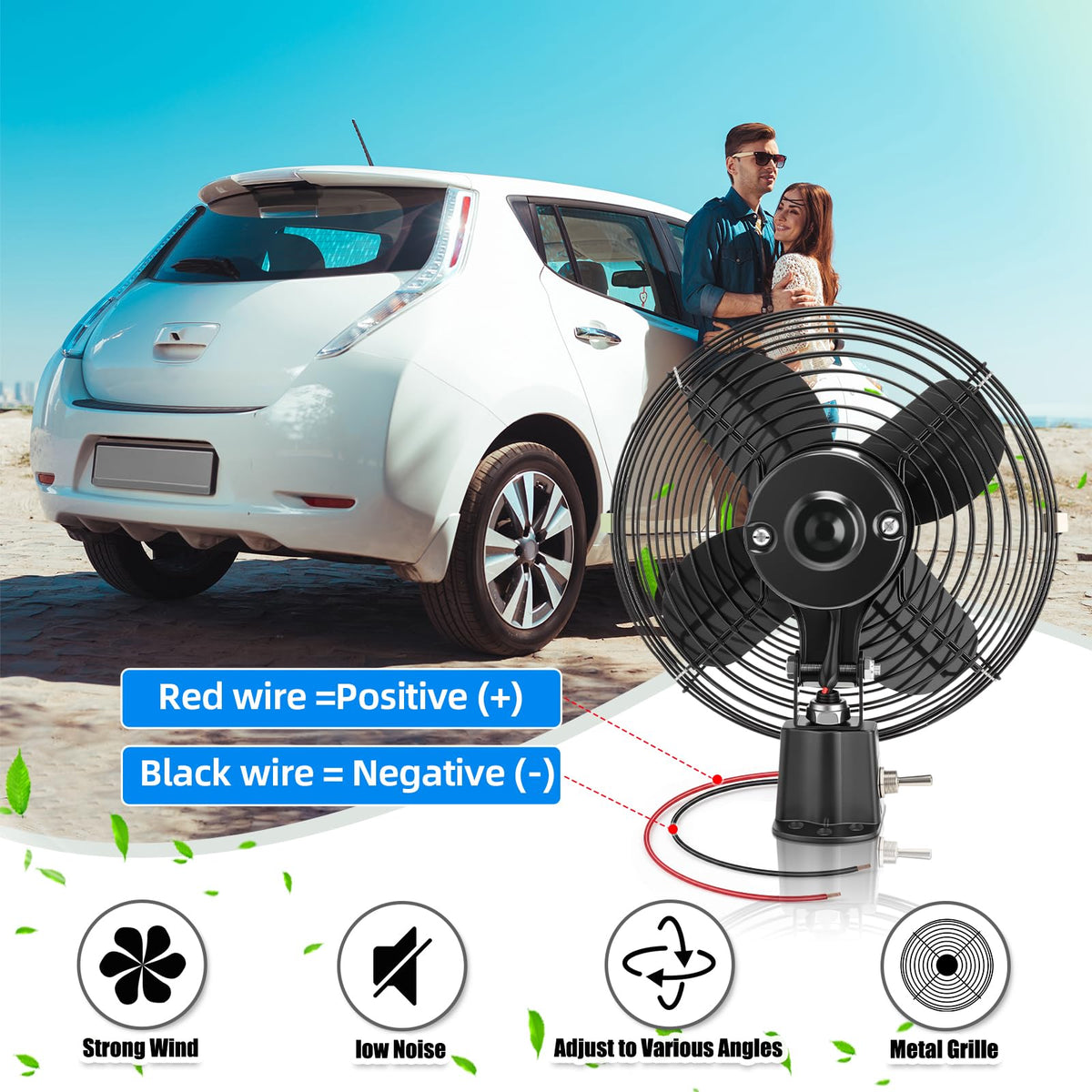 Tujoe fan mounted on RV dashboard demonstrating directed cabin ventilation benefit