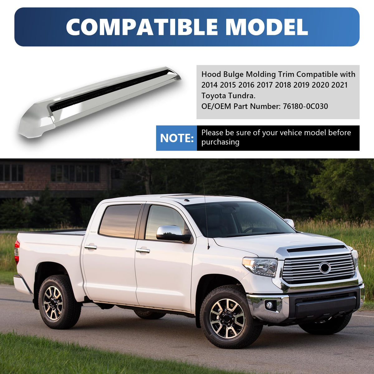 TULMTT side profile fitted on Tundra hood demonstrating precise OE-compatible fit