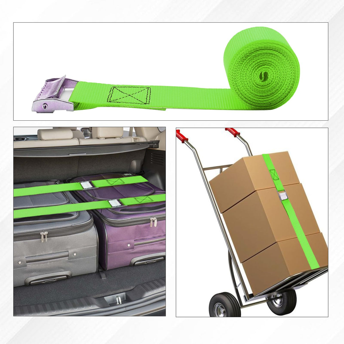 TUMAX straps holding cargo in truck bed demonstrating reliable transport safety