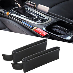 Tumecos front view showing two black PU leather seat pockets and compact design benefit