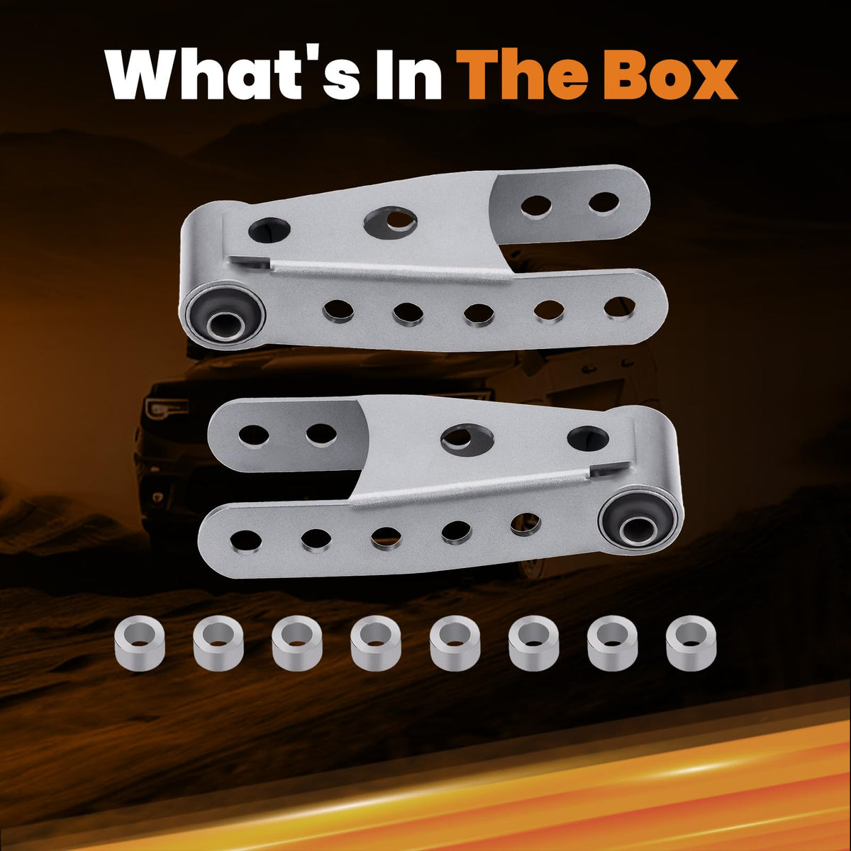 Tuningsworld kit hardware laid out for an easy bolt-on installation benefit