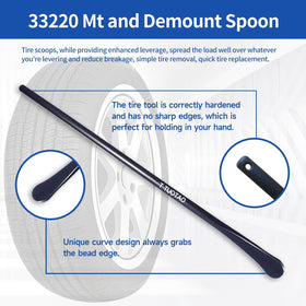TUOTAO close-up of the curved spoon tip showing rim-safe design and controlled leverage