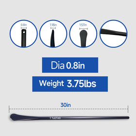 TUOTAO tire iron beside a ruler showing true 30-inch length for leverage advantage