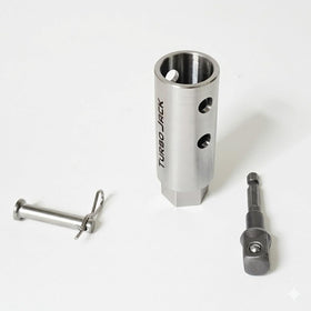 TurboJack operated by cordless drill on trailer, improves workflow speed
