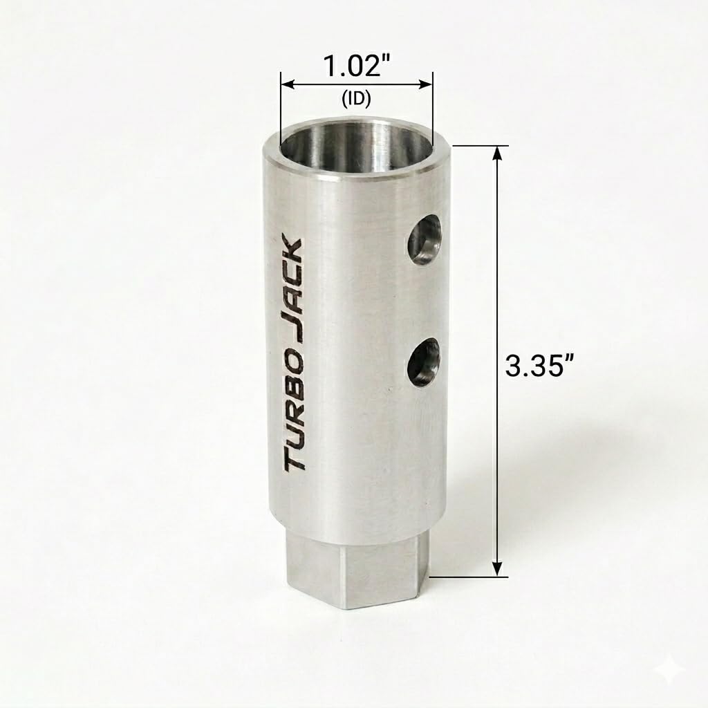 TurboJack next to ruler showing size, confirms compact portable design