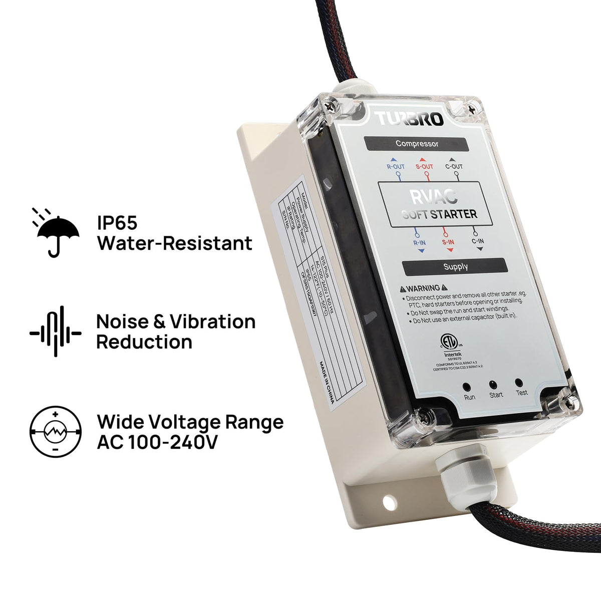 TURBRO installed in an RV air conditioner system to enable smoother AC startup
