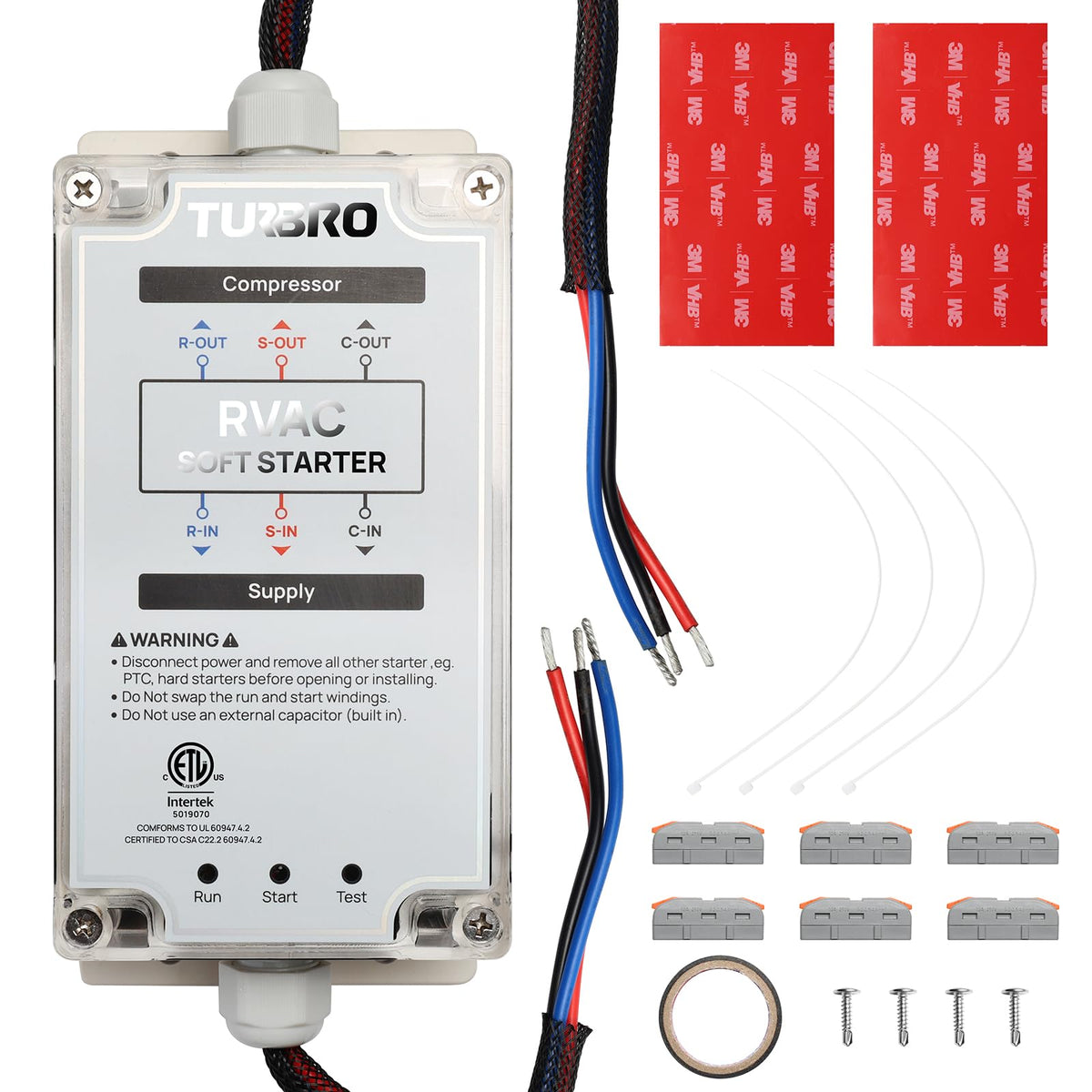 TURBRO S15 Plus front panel showing connectors and compact design for easy mounting