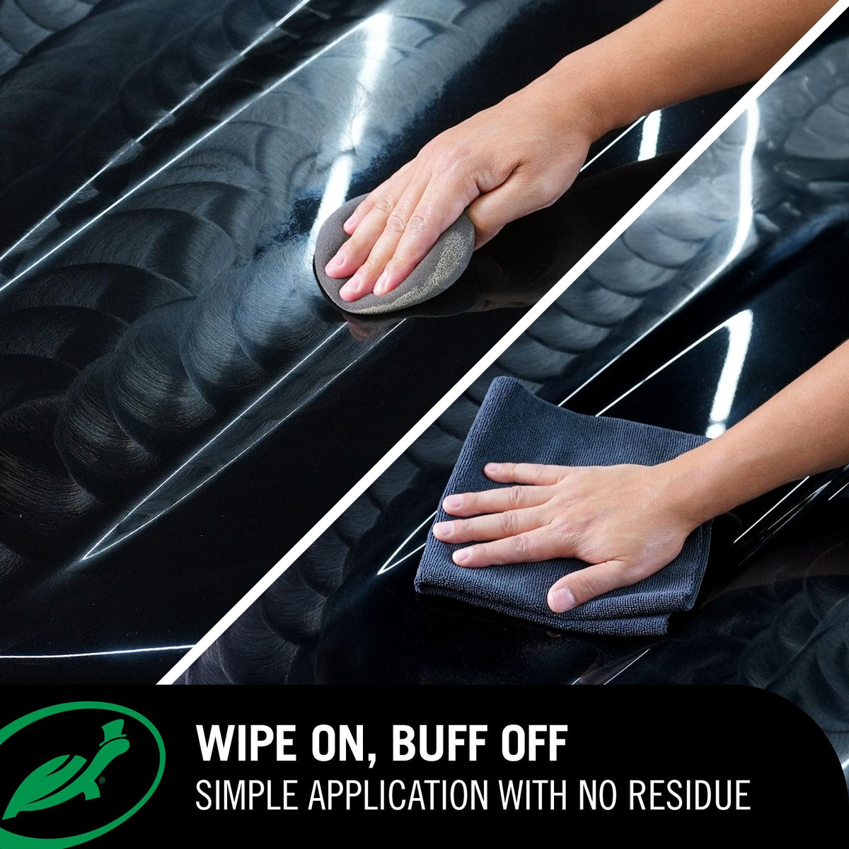 Turtle Wax being hand-applied on car hood showing easy, even spread