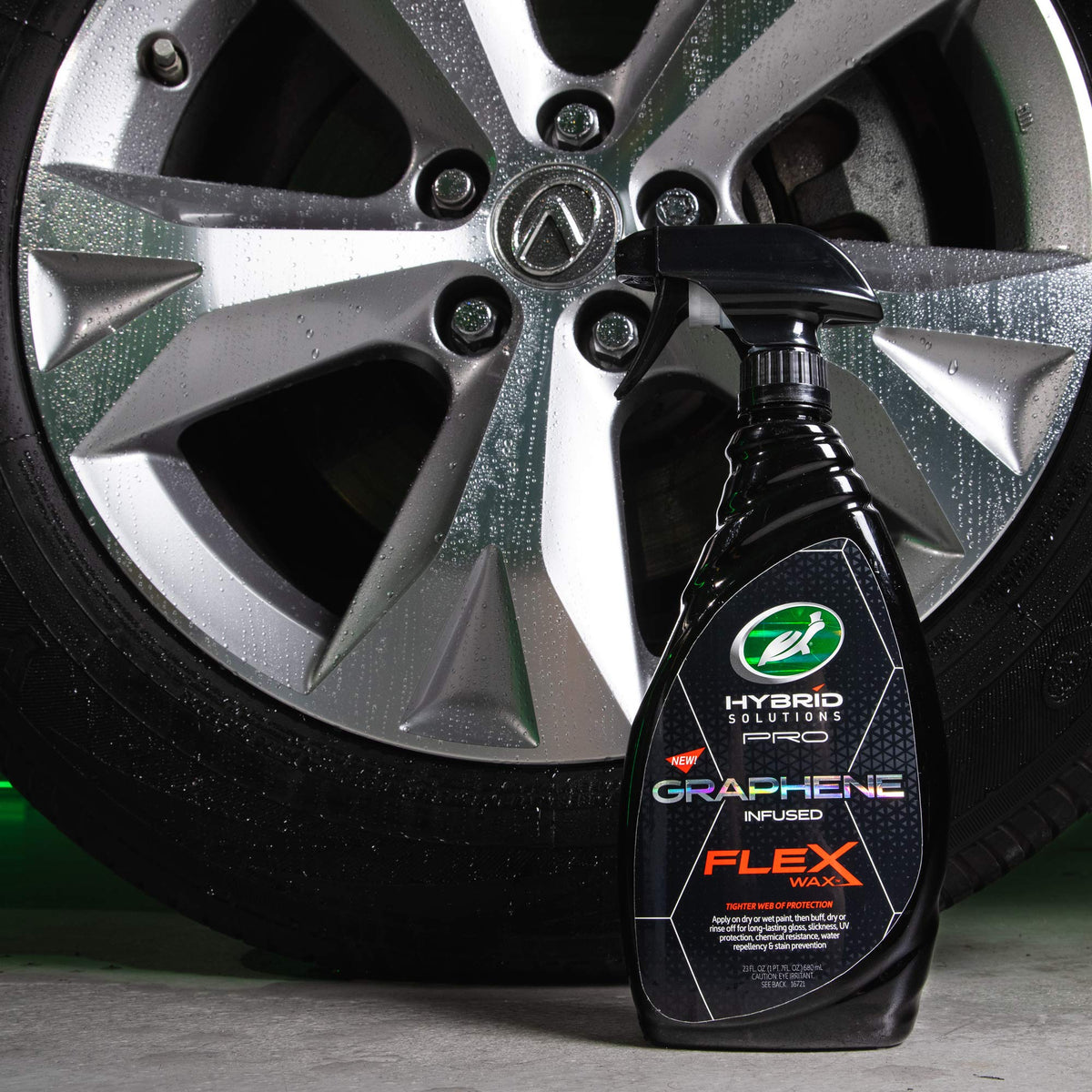 Turtle Wax graphene-infused formula close-up highlighting thin protective layer and gloss
