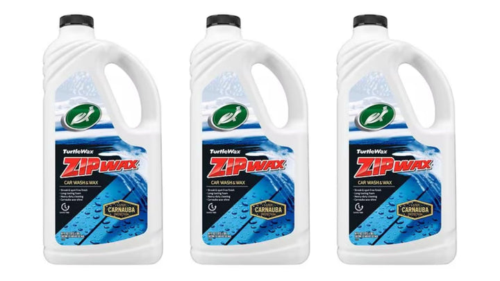 Turtle Wax front packaging showing three 64 oz bottles and value pack convenience