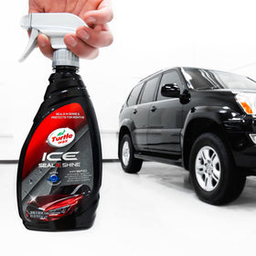 Turtle Wax ICE beaded water on car hood showing strong hydrophobic protection