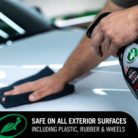 Turtle Wax ICE applied to wheel surface showcasing cleaned shiny alloy finish