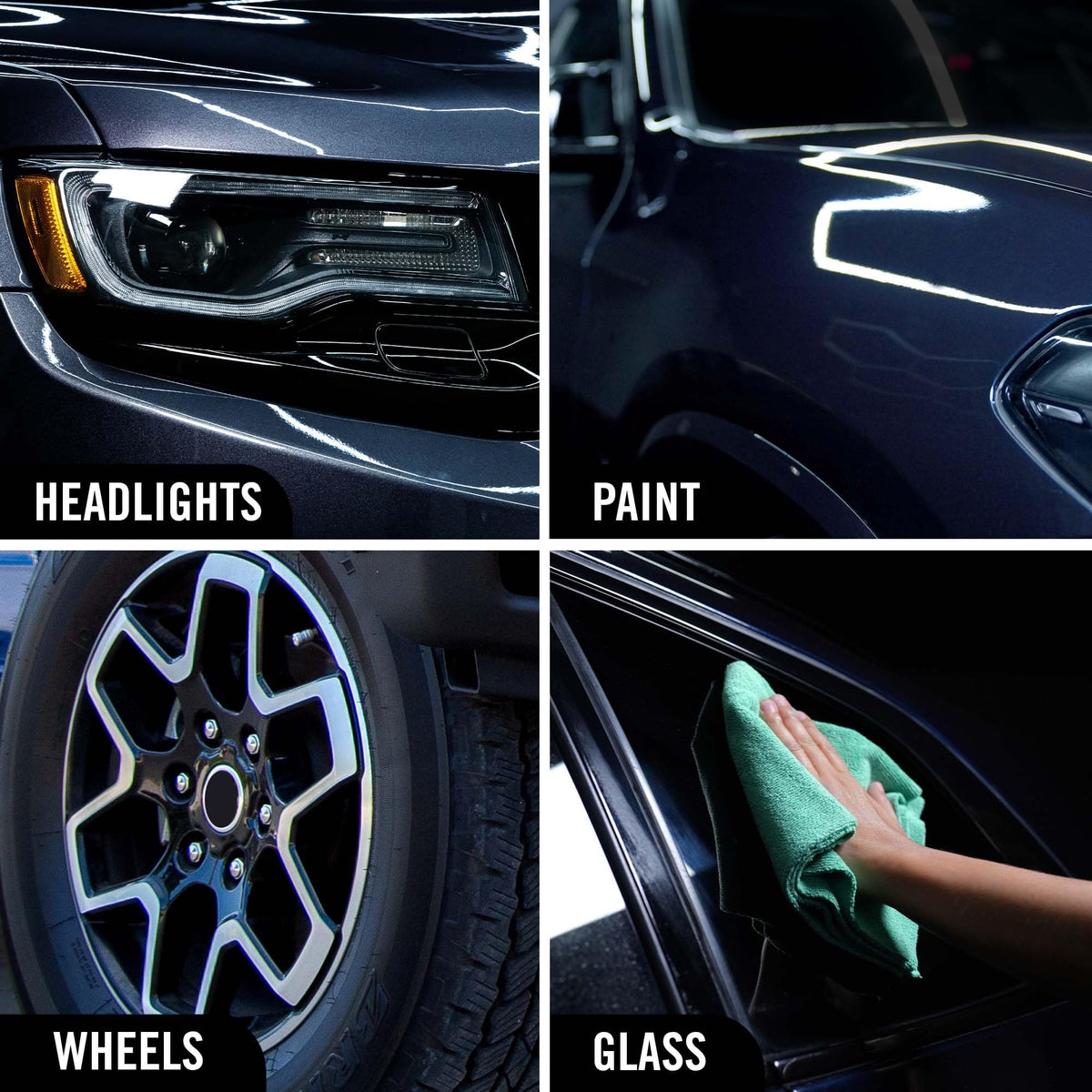 Turtle Wax applied to wheel and trim showing multi-surface safe use