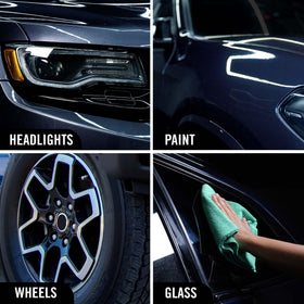 Turtle Wax applied to wheel and trim showing multi-surface safe use