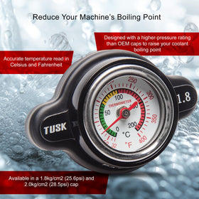 TUSK radiator cap side profile illustrating compact durable design