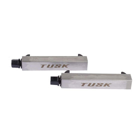 TUSK front packaging pair and steel case showing organized storage benefit