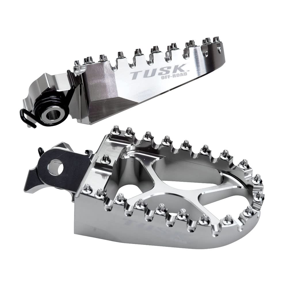 TUSK front view foot peg showing wide platform and improved control