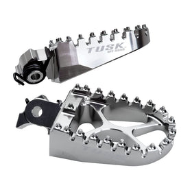 TUSK front view foot peg showing wide platform and improved control