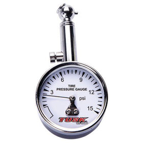 TUSK gauge attached to ATV valve stem demonstrating quick, reliable pressure checks