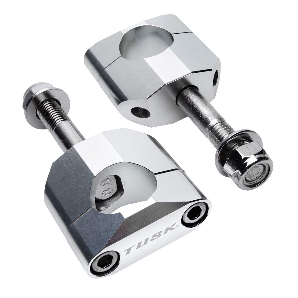TUSK front-facing view of handlebar clamp showing CNC finish and fit benefit