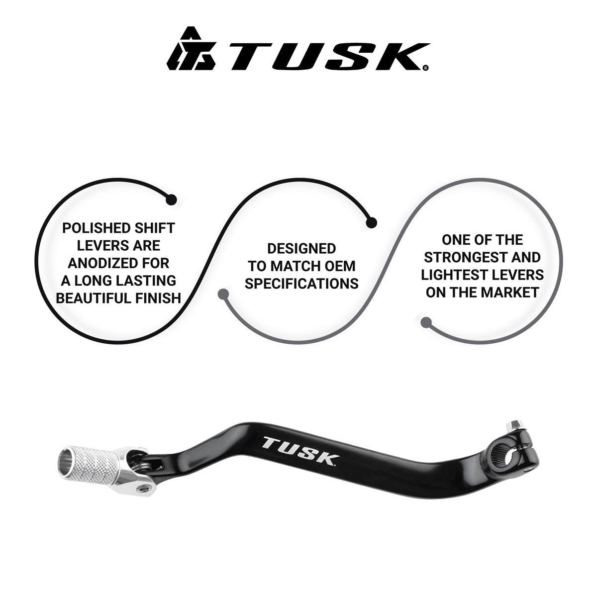 TUSK lever installed on Kawasaki KLR650 side profile showing improved reach benefit