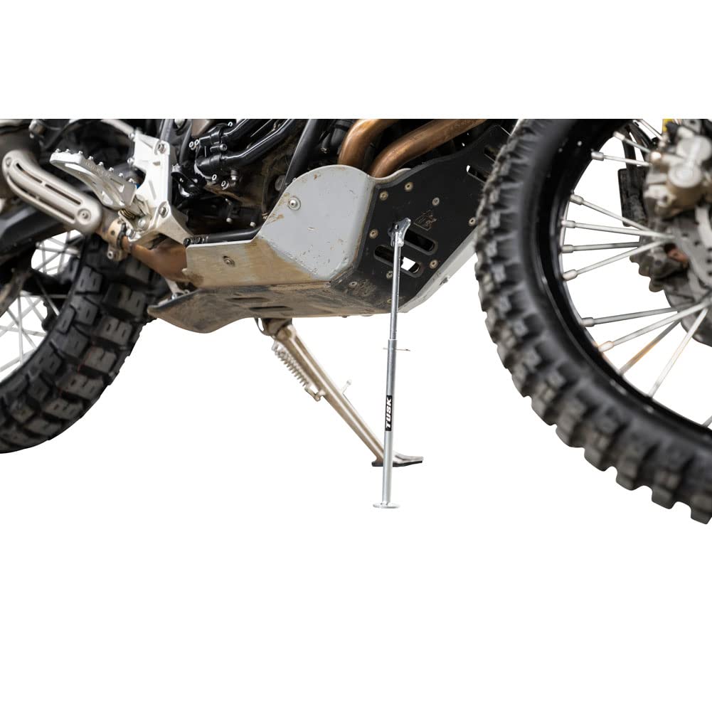 TUSK MotoCrutch stored in a saddlebag illustrating compact transport convenience benefit
