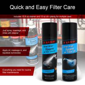 TUSK oil bottle label detail showing high-tack formula for superior dust trapping benefit