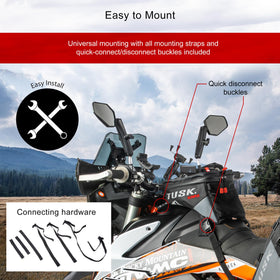 TUSK Olympus mounted on adventure bike showing secure fit advantage