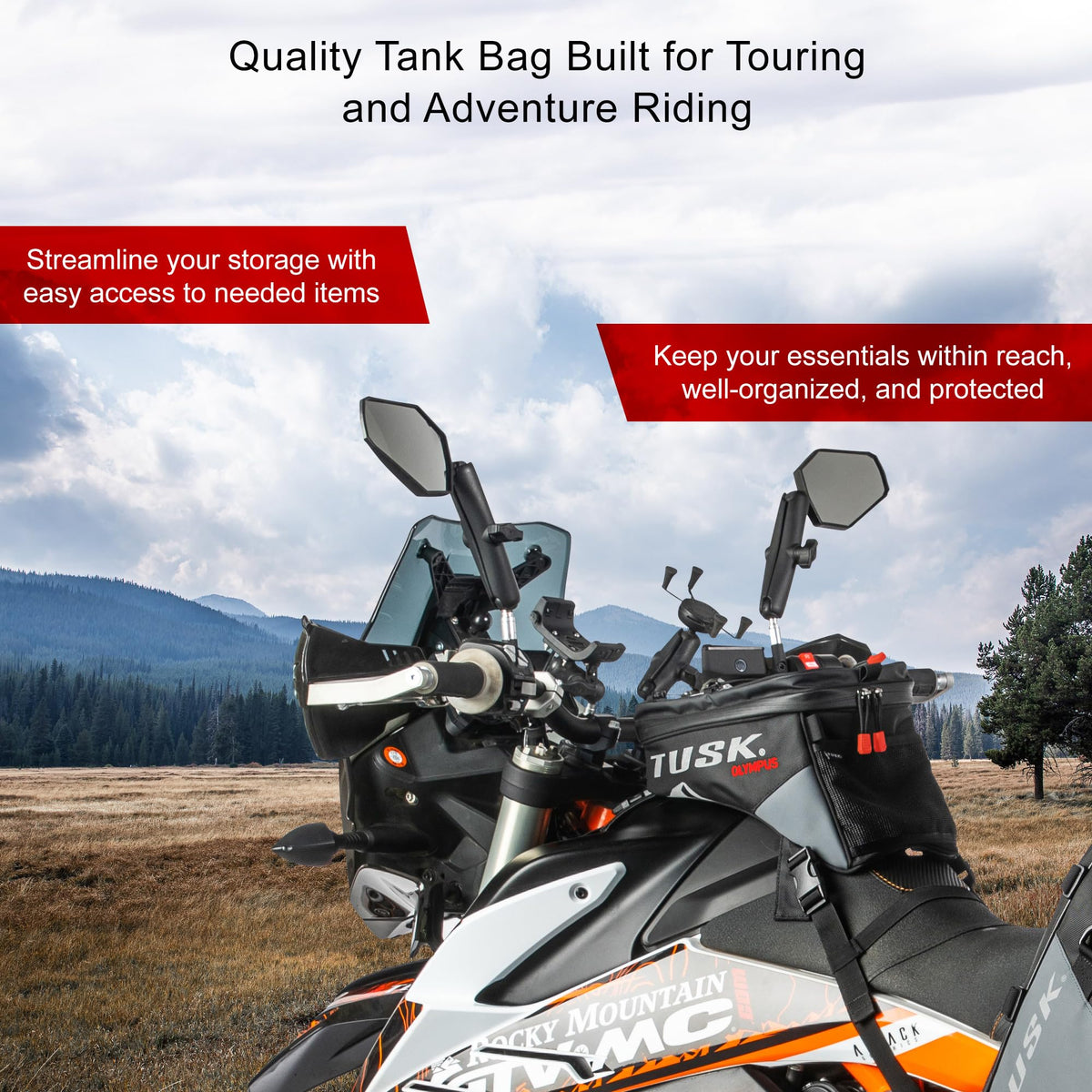 TUSK Olympus rain cover stowed inside for quick weather protection