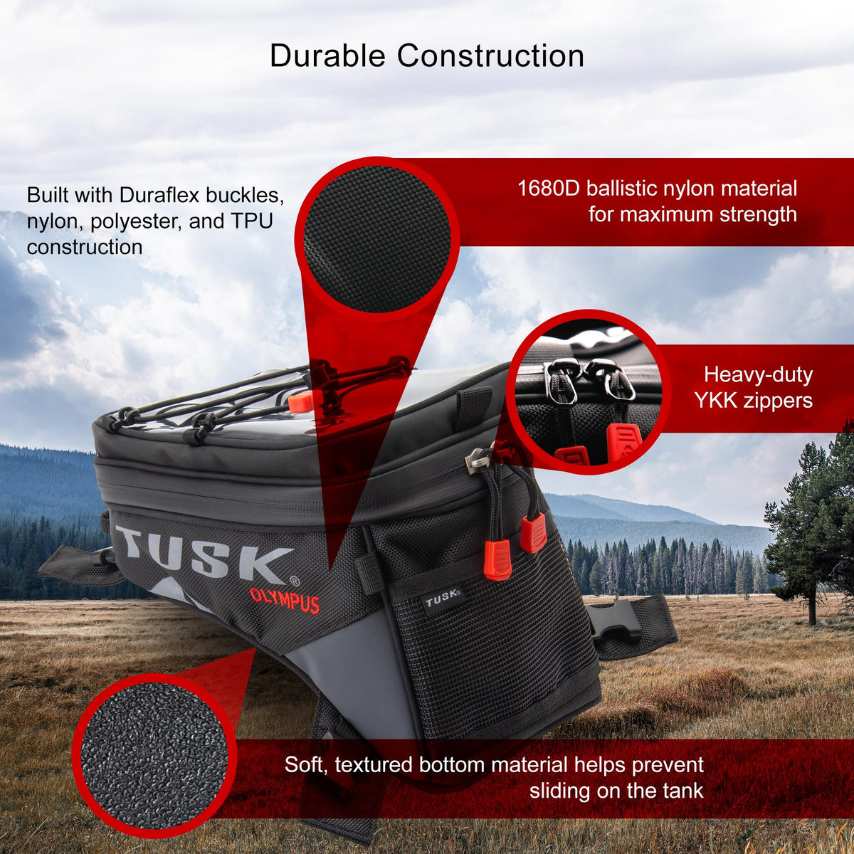 TUSK Olympus textured base and TPU underside for tank grip benefit