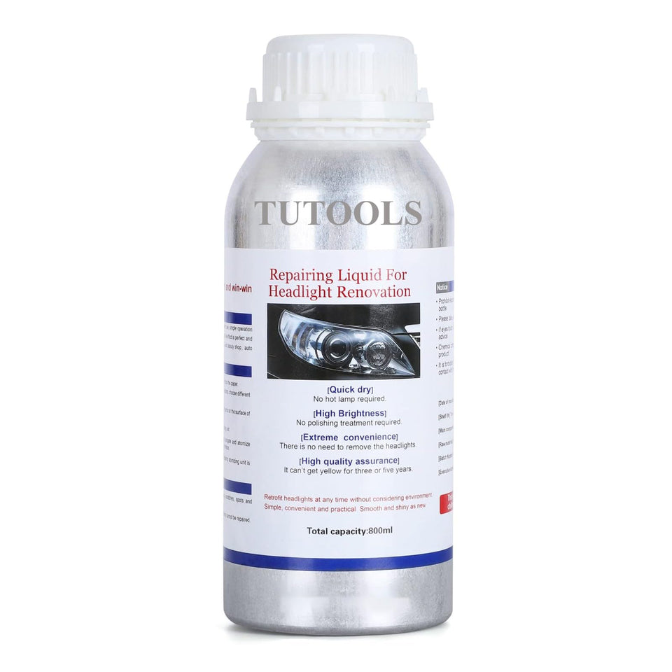 TUTOOLS front packaging bottle showing product ready for headlight restoration benefit clarity