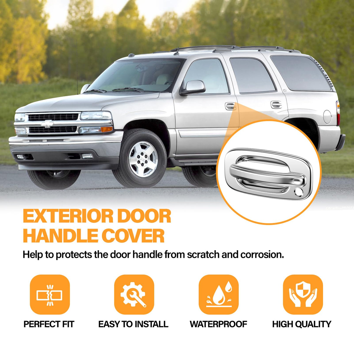 Tutor Auto close-up of chrome finish highlighting smooth surface and scratch resistance benefit