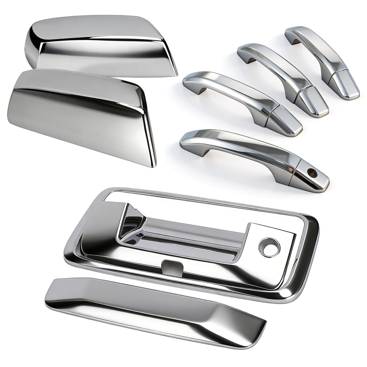 Tutor Auto chrome door handle covers shown on truck door, adds polished look