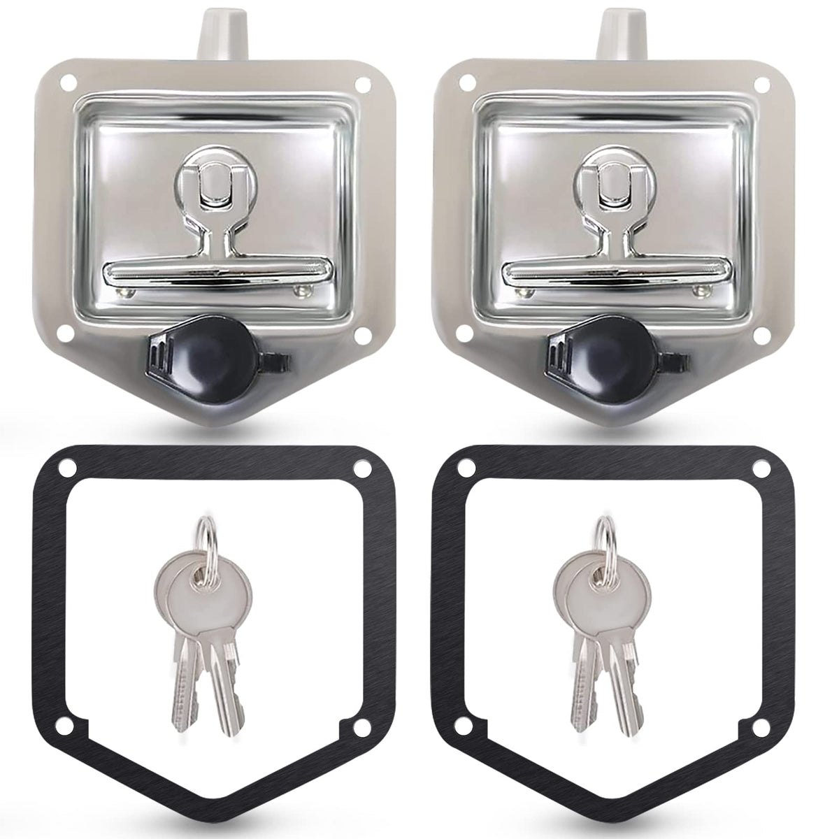 Tutor Auto front-mounted T-handle latch showing clean fit and easy access