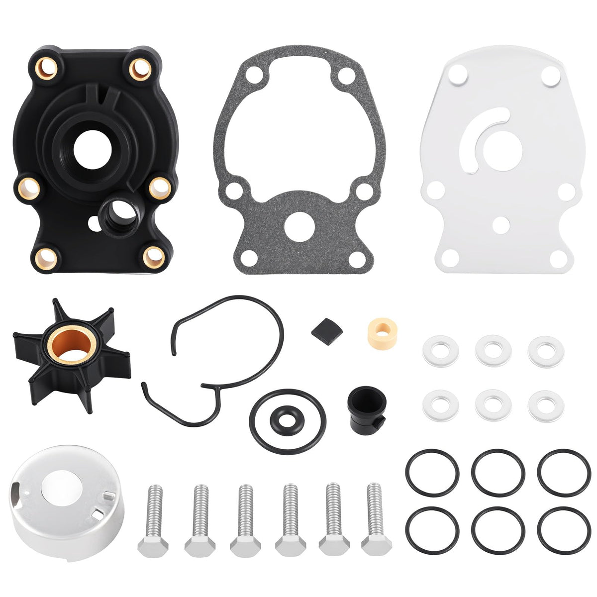 Tutor Auto front packaging of 393630 water pump kit showing complete contents and clarity