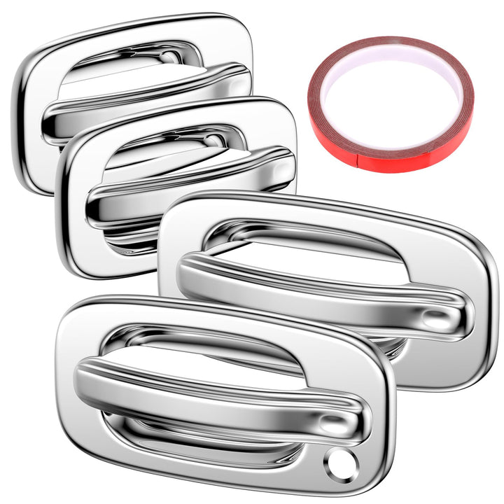Tutor Auto front packaging showing four chrome handle covers and tape, clear contents benefit