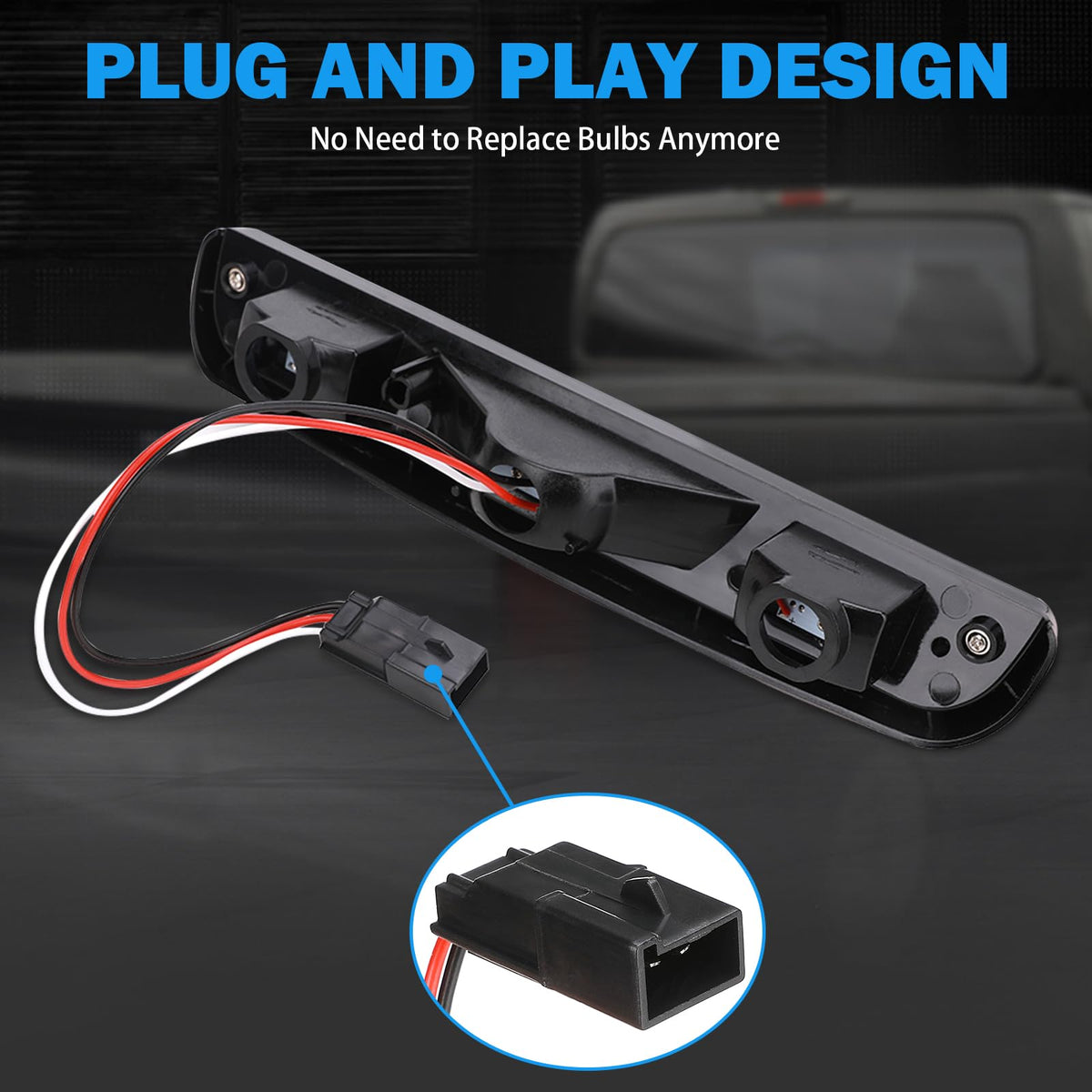 Tutor Auto LED array detail showing red braking and white reversing LEDs for clarity