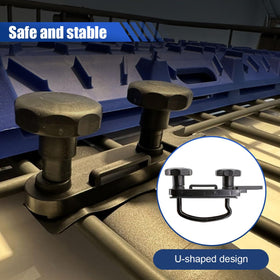 Tuxihapp clamps mounted on crossbar demonstrating secure fit